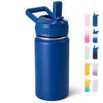 Fijinhom 12 oz Kids Water Bottle, Toddler Water Bottle with Straw, Boys&Girls Bottle for School, 304 Stainless Steel Vacuum Insulated Bottle for Kids, BPA-Free, Leak-Proof, Navy blue