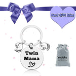 Twins Mama Gifts Twin Mom Gifts Keychain Baby Twin Gifts Twin Boy Mom Gifts Pregnancy Gifts for New Mom Twin Girls Mom Gifts Jewelry Baby Shower Announcement Gift Mother's Day Gift for Twin Mom