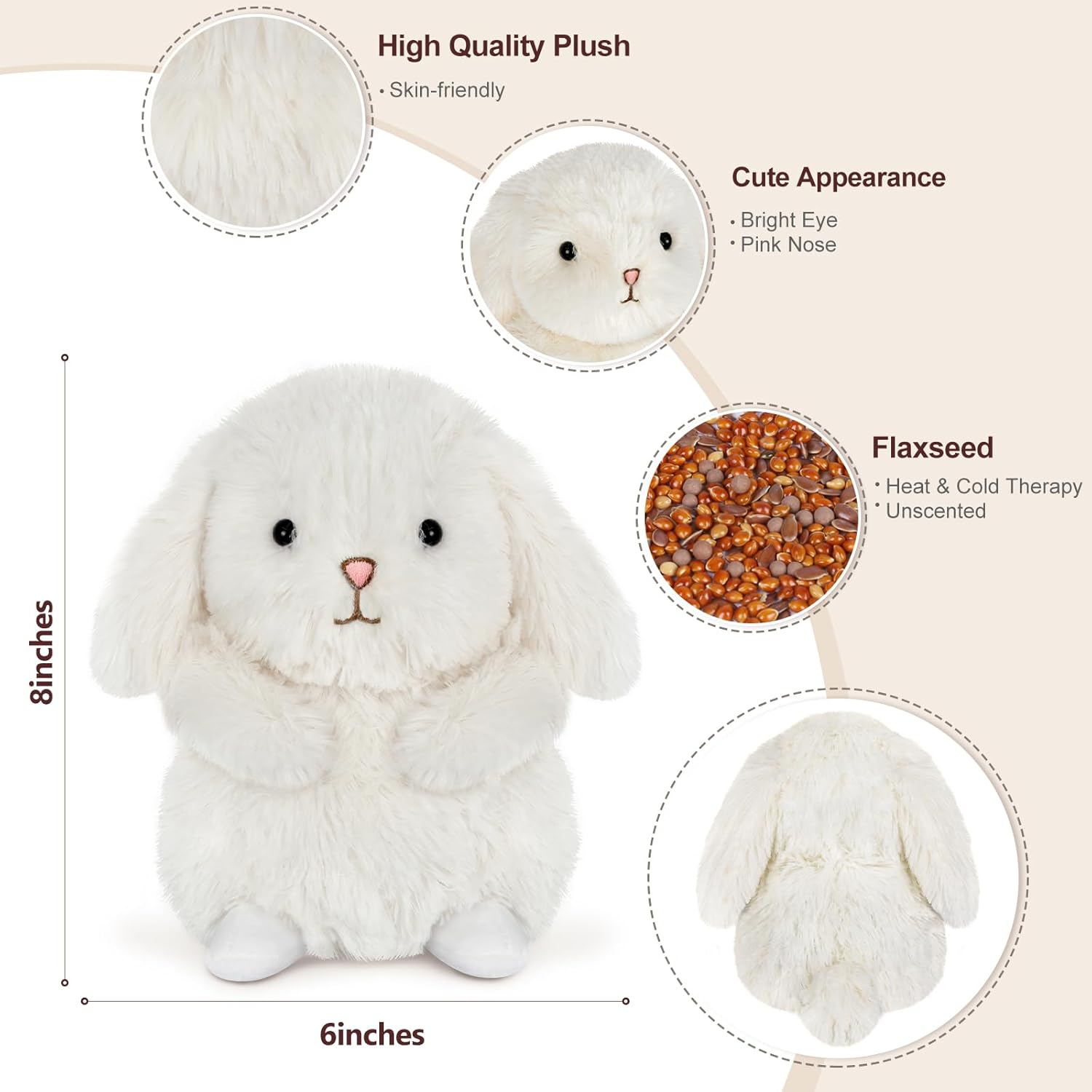 Bunny Stuffed Animal, Microwavable Stuffed Animal for Period Cramps Pain, Rabbit plush for Anxiety Relief, Bunny plush, Heated Stuffed Animals, Stress Relief Packages for Women & Girls, Unscented