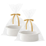 Gift Basket with Gift Bag and Ribbons,Small Rope Woven Shelf Storage,Baskets for Gifts Empty,Birthday,Shower,Decorative Organizer Box for Cat Dog Pet with Handles(White)