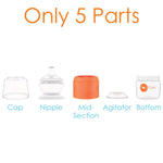 PopYum 5 oz Orange Anti-Colic Formula Making/Mixing/Dispenser Baby Bottle with #1 Slow Flow Nipple, 150 ml, BPA-Free, Natural Latch