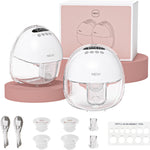 NCVI Hands-Free Breast Pump, Wearable Breastfeeding Pump with 300mmHg Strong Suction, 1400mAh Long Battery, Ultra-Quiet Portable Electric Pump with 4 Modes & 9 Levels, 19/21/24mm, 2-Pack, White