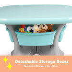 Costzon Kids Table and Chairs, 3 PCS Activity Desk Set w/ 4 Detachable Storage Bins for Indoor Outdoor Play Art Crafts Picnic Patio, Lightweight Toddler Table and Chair Set (Green & Gay)