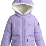 DKNY Infant Toddler Baby Girls' Winter Jacket - Fleece Lined Quilted Bubble Puffer Parka Coat for Girls (Sizes:12M-4T), Size 18 Months, Pale Lavander