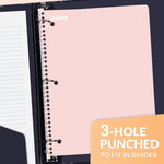 SUNEE Spiral Notebooks, 1-Subject, 5 Pack, College Ruled Paper, 8" x 10-1/2", 70 Sheets per Notebook,3-Hole Punched Paper, Pink,Purple, Blue, Green, Yellow Spiral Lined Notebooks for School,Work
