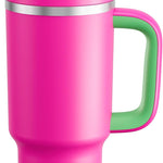 40 oz Tumbler with Handle and Straw: Stainless Steel Insulated Tumbler Keeps Cold for 24 Hours, Leakproof Travel Cup Fits in Cup Holder and BPA-Free, Cotton Candy