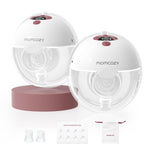 Momcozy M5 Hands-Free Wearable Breast Pump, Double-Sealed Flange for Baby-Like Comfort, 3 Modes & 9 Suction Levels, Portable Electric Pump – 24mm, 2-Pack Cozy Red