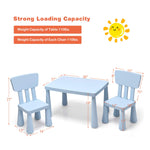 Costzon Kids Table and Chairs, 3 Piece Plastic Easy Clean Children Activity Desk for Reading, Drawing, Snack Time, Arts Crafts, Preschool, Kindergarten & Playroom, Toddler Table and Chair Set (Blue)