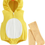 Madjtlqy Halloween Costumes Toddler Baby Boy Girl Flamingo Animal Hooded Sleeveless Romper Jumpsuit Legging Duck Outfits