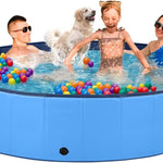 Jecoo Dog Pool for Large Dogs Kiddie Pool Hard Plastic Foldable Dog Bathing Tub Portable Outside Kids Swimming for Pets and Dogs Outdoor Backyard