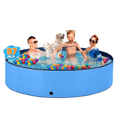 Jecoo Dog Pool for Large Dogs Kiddie Pool Hard Plastic Foldable Dog Bathing Tub Portable Outside Kids Swimming Pool for Pets and Dogs Outdoor Backyard