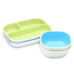 Munchkin® Splash™ 4 Piece Toddler Divided Plate and Bowl Dining Set, Blue/Green