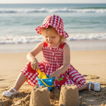 Renotemy Baby Girl Dress 12-18 Month Girls Clothes Summer Outfits Boho Beach Birthday Party Dresses Baby Clothes for 1 Year Old Girl Gifts Red Strawberry Smocked Cotton Sundress with Hat and Bag