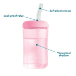 The First Years Squeeze & Sip Toddler Straw Cups - Squeezable Transition Sippy Cup with Silicone Straw - Toddler Feeding Supplies - Pink/Purple/Blue - 7 Oz - 3 Count - Ages 6 Months and Up