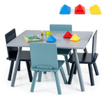Costzon Kids Table and Chairs, 5 Pieces Desk Set with Toys Bricks for Playing, Dinning, Drawing, Toddler Table and Chair Set for 3-7 Years Old Boys Girls
