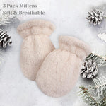 Zsedrut 1 Pairs Kids Winter Glove Fleece Lined Baby Girl Mittens Warm Toddler Boys Gloves (White, S)