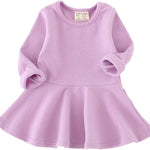 Toddler Baby Girls Long Sleeve Cotton Dress Solid Ruffle Tops