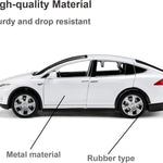 LLWEIT 1/32 Model x Metal Die Casting Toy Car for 3 to 12 Year Old Boy Pull Back Car Toy with Sound and Lights (White)