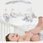 The Peanutshell Crib Mobile for Girls or Boys - Soft Grey Musical Baby Crib Mobile with 12 Lullabies, Cute Elephant Baby Grey Elephant Nursery Decor