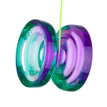 MAGICYOYO K2 Crystal Responsive Yoyo for Kids Beginners with Extra Unresponsive Yo Yo Bearing, Professional Plastic Trick Yo Yo for Adults+12 Stings+Bearing Removal Tool+Storage Bag(Green Purple)