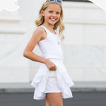 PATPAT Girls Skirt Sets Size 11-12, White Crop Tank Tops + Pleated Skirts with Built in Shorts 2 Piece Outfits, Tween Girls Trendy Clothes Y2K Outfits Streetwear