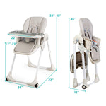 BABY JOY Convertible High Chair for Babies & Toddlers, Height Adjustable, Grow & Go High Chair w/Recline & Footrest, Removable Double Tray, Portable Baby Dinning Chair with Wheels (Gray)