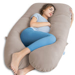 QUEEN ROSE Pregnancy Pillow, U Shaped Full Body Pillows for Sleeping Support, 55 Inch Maternity Pillow for Pregnant Women, Beige