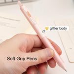 MOZXIRZ 4 Pcs Cute Retractable Pens Cat Gel Pens Gliiter Aesthetic Pen 0.5mm Fine Point Black Ink Smooth Writing Kawaii Cartoon Kitty Pen for Women Girls Office School Supplies (4Pcs Gliiter Cat)
