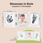 Inkless Baby Handprint and Footprint Kit for Newborn - Baby Footprint Kit, Newborn Keepsake Nursery Picture Frame, Dog Paw Print Maker, Personalized Gifts for New Mom, Mother's Day (White/Gold)
