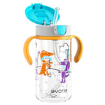 Evorie Tritan Spill Proof Toddler Straw Sippy Cup, 10 oz for Baby and Toddlers 1-3 Years Old, No Spill Straw Water Bottle with Removable Handles, Ideal for School, BPA-Free, Giraffe (New)