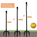Garbuildman Tetherball Set with Ball & Rope for Outdoor Backyard, Adjustable Tether Ball Pole with Reinforced 5-Prong Base for Playground, Outside Ball Games Sports for Kids & Adults, Black