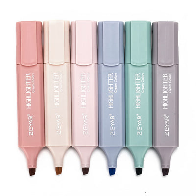 ZEYAR Highlighter Pen, Cream Colors Chisel Tip, Aesthetic Highlighter Marker, Water Based, Quick Dry, No Bleed, for Bible Study Notes Office (6 Youth Colors)