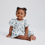 The Children's Place,Baby-Girls,and Newborn Casual Short Sleeve Dress with Diaper CoverBlue Floral,6 Months,9 Months