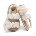 Bellocasa Infant Baby Girls Sandals Summer Flower Bowknot Wedding Princess Dress Shoe Soft Sole Baby Shoes for Newborn Girl(JYB208 White,2)