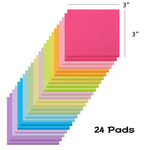 (24 Pads) Sticky Notes 3x3 Inches,Bright Colors Self-Stick Pads, Easy to Post for Home, Office, Notebook