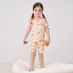 pureborn Toddler Viscose From Bamboo Pajamas Set Pjs - Little Girl Short Sleeve Snug Fit Soft Sleepwear 2pcs Animal Flower 2T