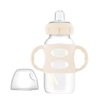 Dr. Brown's Milestones Wide-Neck Sippy Spout Bottle with 100% Silicone Handles, Easy-Grip Handles with Soft Sippy Spout, 9oz/270mL, Ecru, 1-Pack, 6m+
