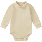 pureborn Baby Boys Girls Bodysuits Turtle Neck Long Sleeve Soft Cotton Romper One-piece 18-24 Months Beige