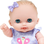 JC Toys Lil Cutesies 8.5" All Vinyl Baby Doll | Posable and Washable | Removable Outfit | Lulu- Blue Eyes Ages 2+