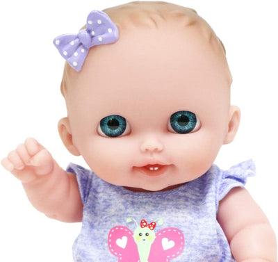 JC Toys Lil Cutesies 8.5" All Vinyl Baby Doll | Posable and Washable | Removable Outfit | Lulu- Blue Eyes Ages 2+