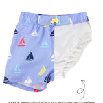 RUGGEDBUTTS Boys UPF50+ Sun Protection Novelty Swim Trunks - Under Construction, 12-18m