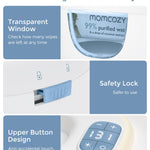 Momcozy Baby Wipe Warmer, Innovative Spring Design, Large Capacity Wipes Dispenser for 60-80pcs, Fast & Even Heating, 4 Modes of Temperature Heating Control, Diaper Wipe Warmer with Night Light, Blue