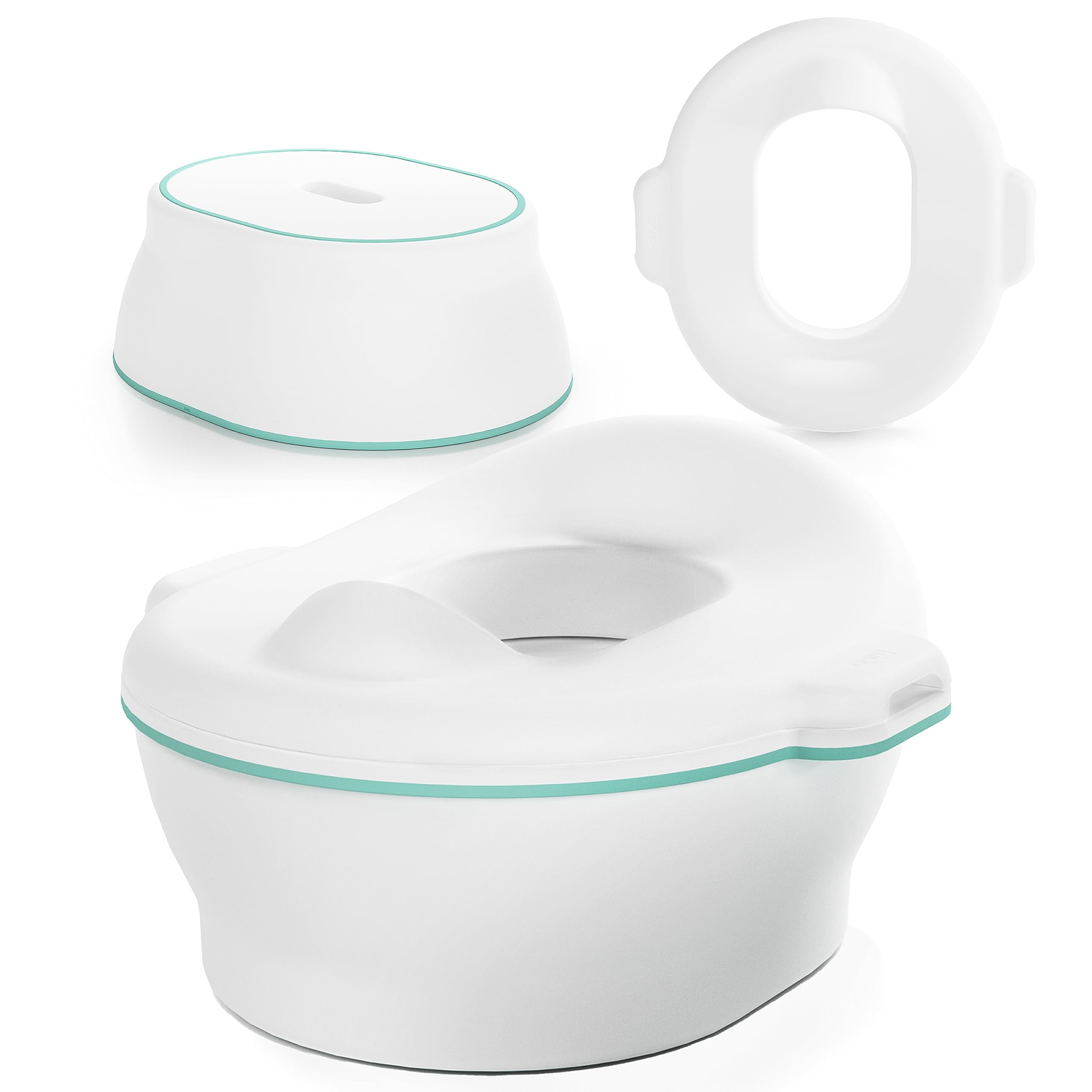 Frida Baby 3-in-1 Grow-With-Me Toddler Potty Training Toilet, Toddler Potty, Toilet Topper Training Seat and Step Stool, Easy-to-Clean Potty Training System