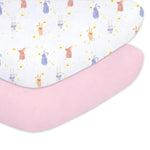 Little Grape Land Crib Sheets 2 Pack, Baby Fitted Sheets for Girls and Boys Fits Standard Size 52''x28'' Crib Mattress, Soft Breathable Toddler Bed Sheets Machine Washable, Rabbit