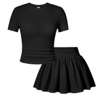 PATPAT Girls Skirt Sets Size 9-10 Years, Black Crop Tops and Elastic Waisted Pleated Skorts 2 Piece Outfits, Girls Y2K Outfits, Kids Clothes Summer Clothes Clothing Sets