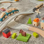 PlanToys® Hybrid Train Wooden Montessori Vehicle Toy | Early Movement, Imagination and Practical Life Exploration | Eco Friendly Train Set for Meaningful Play
