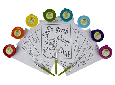 Crayola Spill Proof Paint Set (8ct), Washable Toddler Paint Kit, Includes Brushes, Pots, Activity Pages, Toddler Gift, Ages 3+