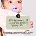 Tommee Tippee Ultra-Light Silicone Pacifier, 0-6 Months, Symmetrical One-Piece Design, BPA-Free Silicone Binkies, Blue/Green/Clear, Pack of 4