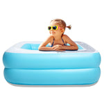 CHICLIST Inflatable Kiddie Pool, 50x33x17 Inch Rectangular Family Swimming Pool for Kids & Adults, Easy Set for Backyard Summer Fun