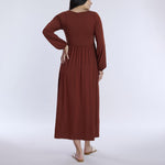 Motherhood Maternity Women’s Long Sleeve Empire Waist Maxi Pregnancy Dress, Brandy Brown, Large